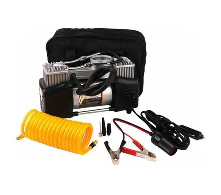 ضاغط هواء سيارة معدني مزدوج الأسطوانات DC12Volt مع مقياس الضغط