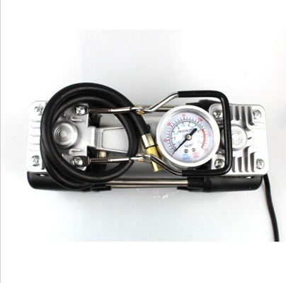 ضاغط هواء سيارة معدني مزدوج الأسطوانات DC12Volt مع مقياس الضغط