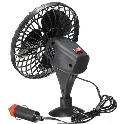 مروحة سيارات صغيرة بلاستيكية سوداء DC 12V مروحة سيارات تبريد مع مصباح السجائر