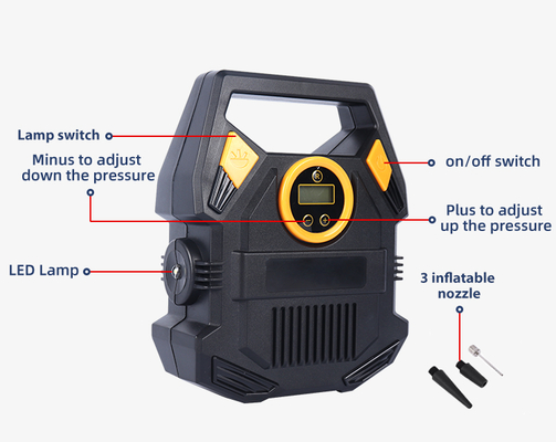 مضخات إطارات محمولة للسيارات مضخة هواء 12 فولت مع ضوء